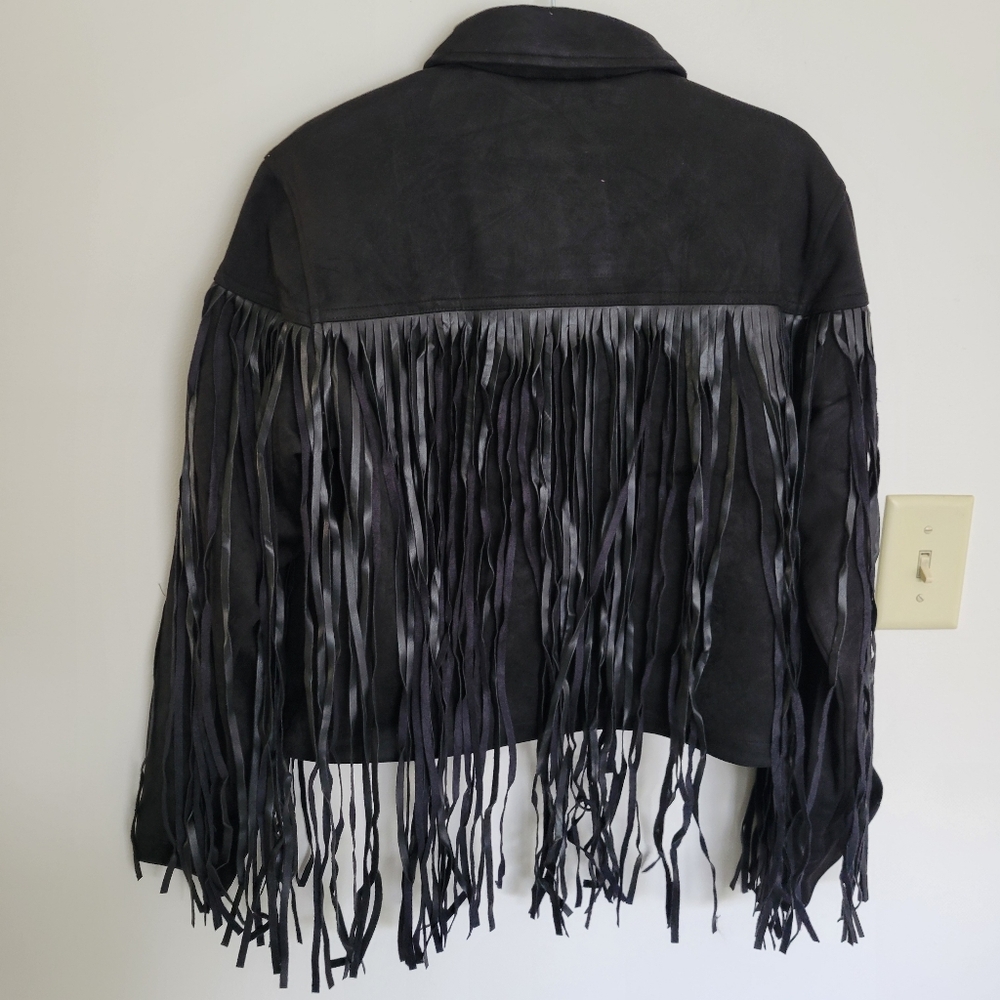 Juicy Couture Black Fringed Jacket Sz S NWT - Picture 11 of 12